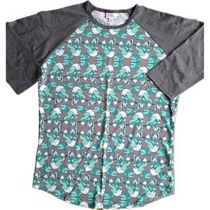 Donald Duck Disney Shirt Womens Large‎ Baseball Tee Lularoe Randy Green